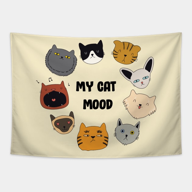 My Cat Mood Tapestry by Vintage Dream