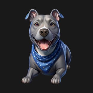 Cute Realistic Pitbull with Blue Bandana – Dog Lover Gift & Pet Art Design Sticker