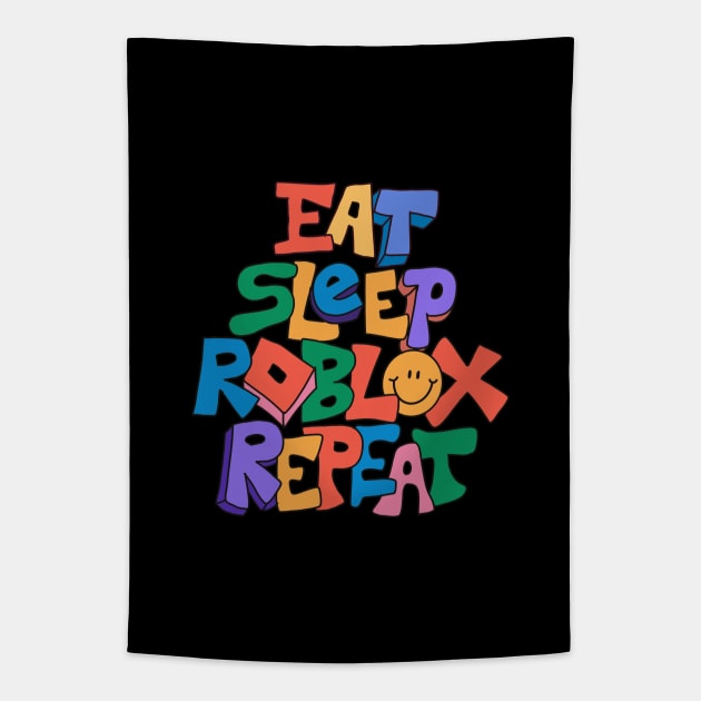 Eat sleep RBLX Repeat Tapestry by Lidi Hard