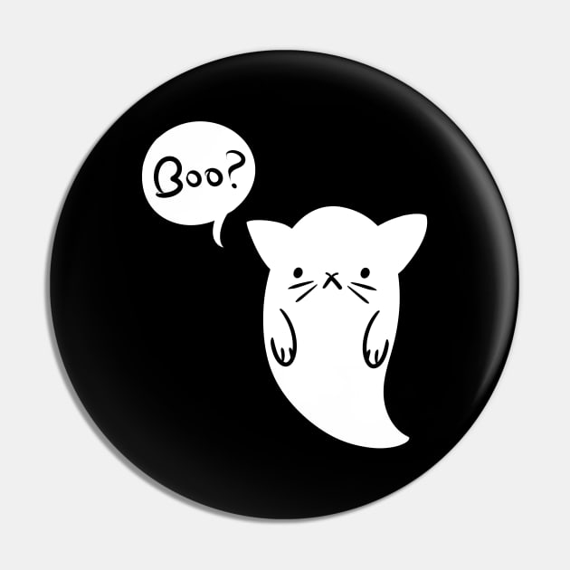 Halloween Boo Ghost Cat Version Black Pin by ClaudiaRinaldi