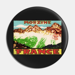 SKIING MORZINE FRANCE VINTAGE TRAVEL SKI MOUNTAINS Distressed Pin