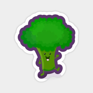 Cute kawaii dancing broccoli cartoon illustration Magnet