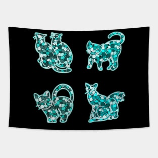 Crystal Group Cat (turquoise) Tapestry