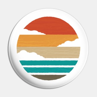 Vintage Retro Sunset with Ocean Clouds Pin