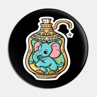 Cute Elephant in a Genie Bottle Pin