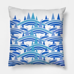 Blue Rolling Hills Mountain Landscape Pillow