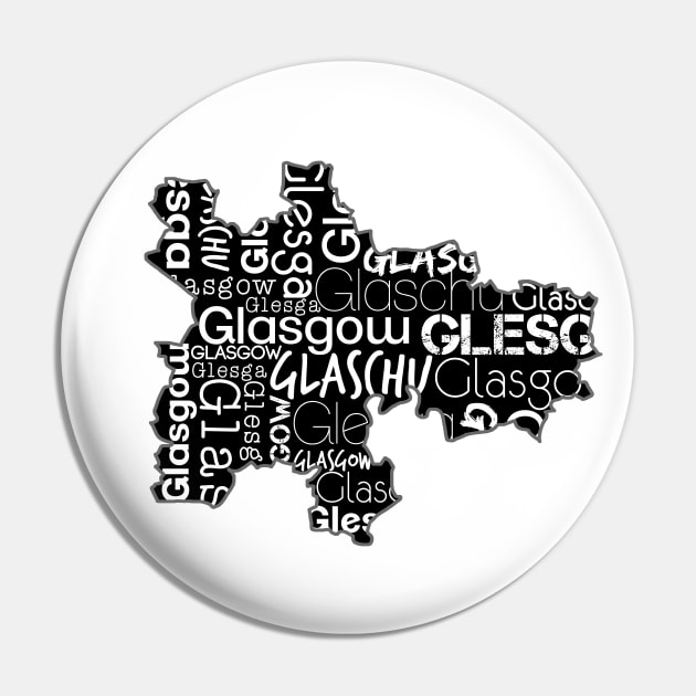 Glasgow City Map With Text Pin by MacPean