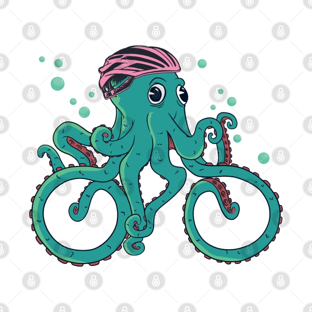 Octopus with bike helmet, Mimicking Riding a Bicycle by Graphic Duster