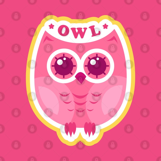 Owl Cute Cartoon Drawing by BrightLightArts