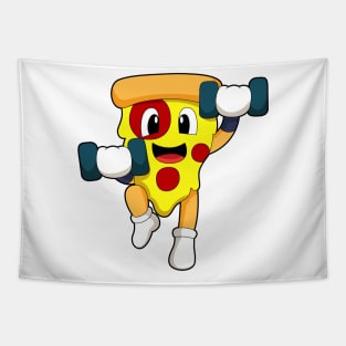 Pizza at Fitness with Dumbbells Tapestry