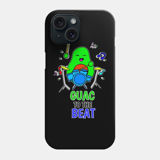 Guac To The Beat - Funny Avocado Cute Clipart Veggies - Musical Beats Drummer Phone Case by MaystarUniverse