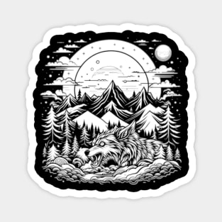 White Night of the Werewolf Monster Mountains Magnet