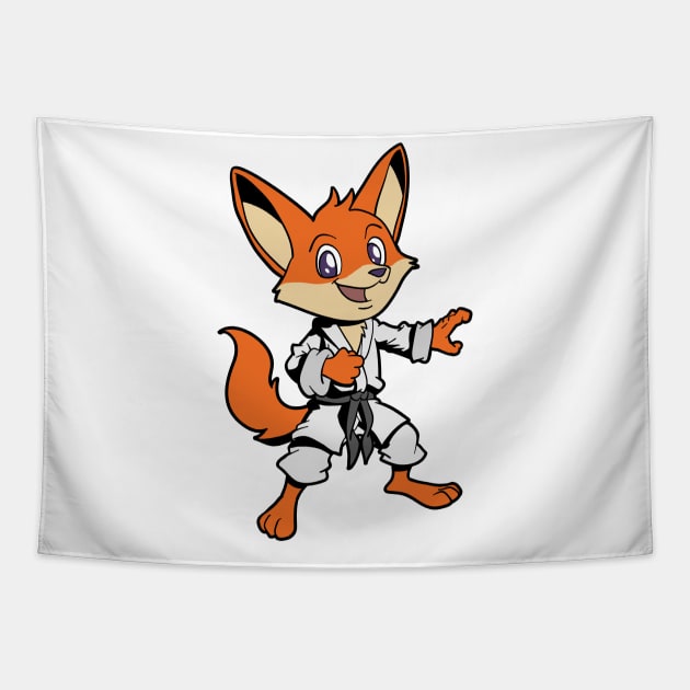 Comic fox does karate Tapestry by Modern Medieval Design