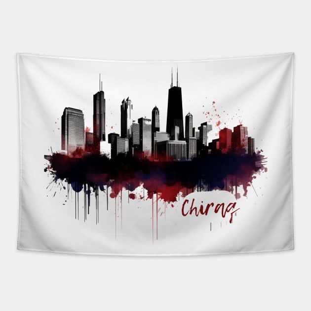 Chicago Skyline Chiraq Tapestry by Andrew World