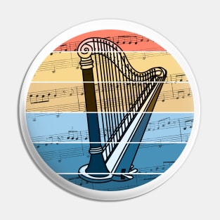 Harp Music Notation Harpist String Musician Pin