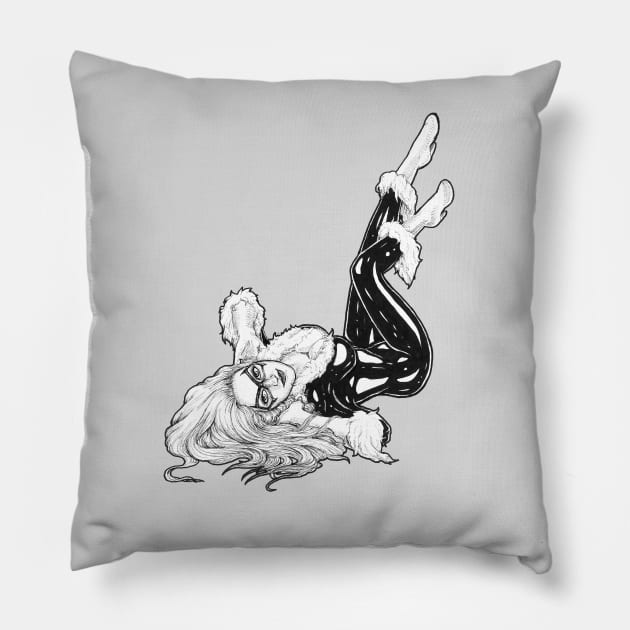 Black Cat Pillow by D. Fillz