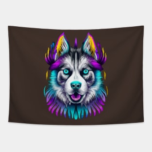 Husky Sled Dog Tribal Art Tapestry