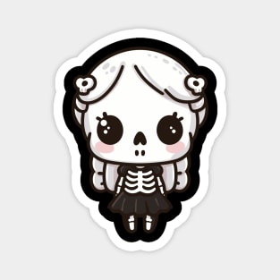 Cute Skeleton Girl In Kawaii Style | Kawaii Skeleton Design for Halloween Tee Magnet