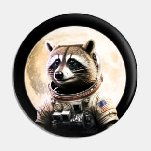 Astronaut Raccoon on the moon Pin