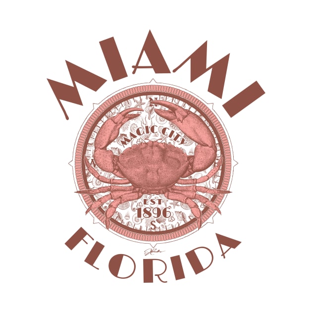 Miami, Florida, with Stone Crab on Wind Rose by jcombs