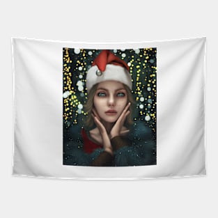 Portrait Of Female Anime Santa  2 Tapestry