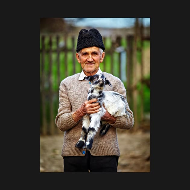 Old farmer with a baby goat by naturalis