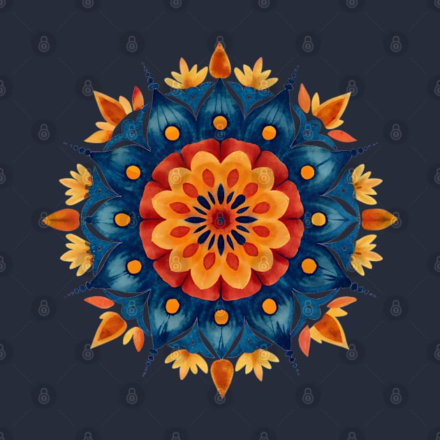 Orange and blue boho mandala pattern by craftydesigns