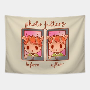THE INVENTION OF PHOTO FILTERS cute kawaii kitty design Tapestry