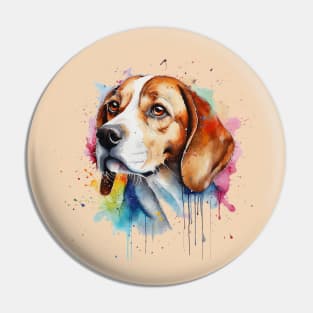 Bright Beagle Watercolor Painting Pin