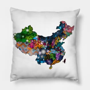 Spirograph Patterned China Counties Map Pillow