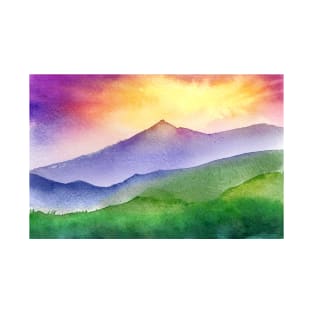 Watercolor mountains at dawn T-Shirt