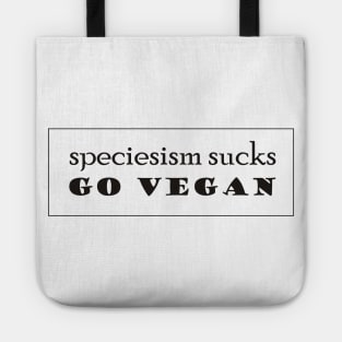 Speciesism Sucks - Go Vegan - powerful text design - on white Tote