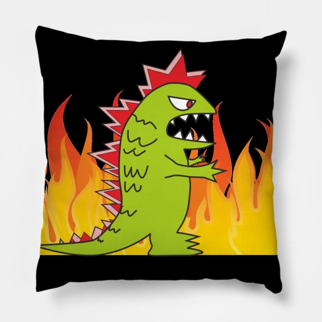 Angry godzilla Pillow by Rohman1610