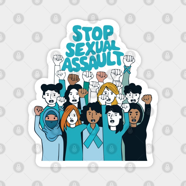 Sexual Assault Awareness Tshirt, Teal Ribbon Support Squad Sexual Assault awareness, Stop Sexual assault Magnet by BobaTeeStore