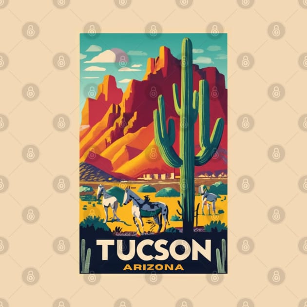 A Vintage Travel Art of Tucson - Arizona - US by goodoldvintage