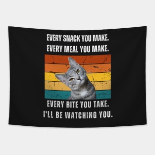 Every snack you make. Cat retro design Tapestry