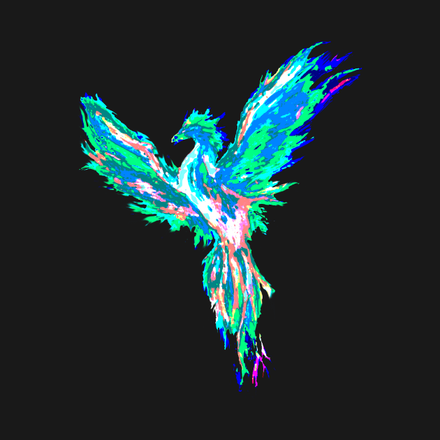 colourful blue phoenix by Trashfox