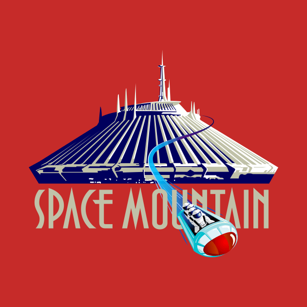 Space Mountain Retro Style - White by Blake Dumesnil Designs