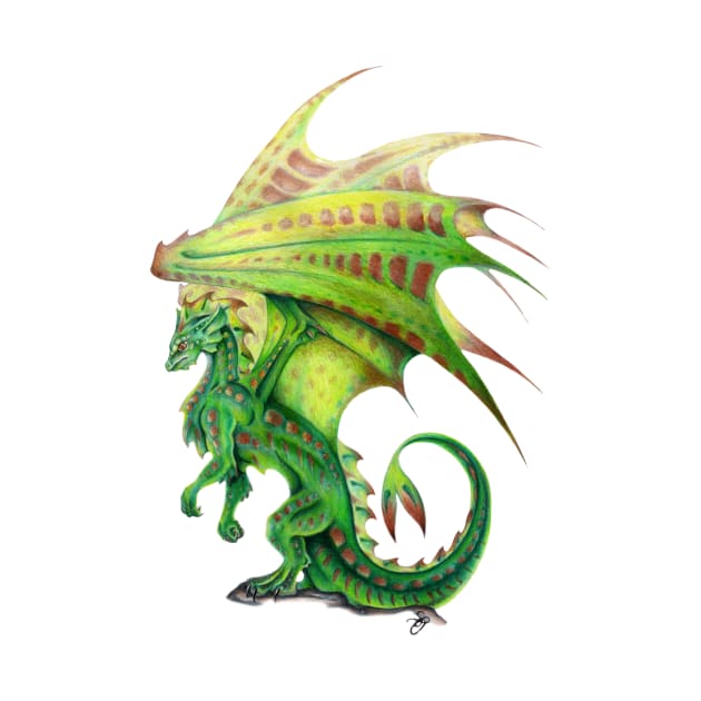 Majestic Woodland Green Dragon by Sandra Staple