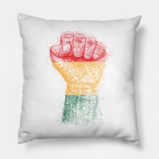Hand fist drawing with scribble art Pillow