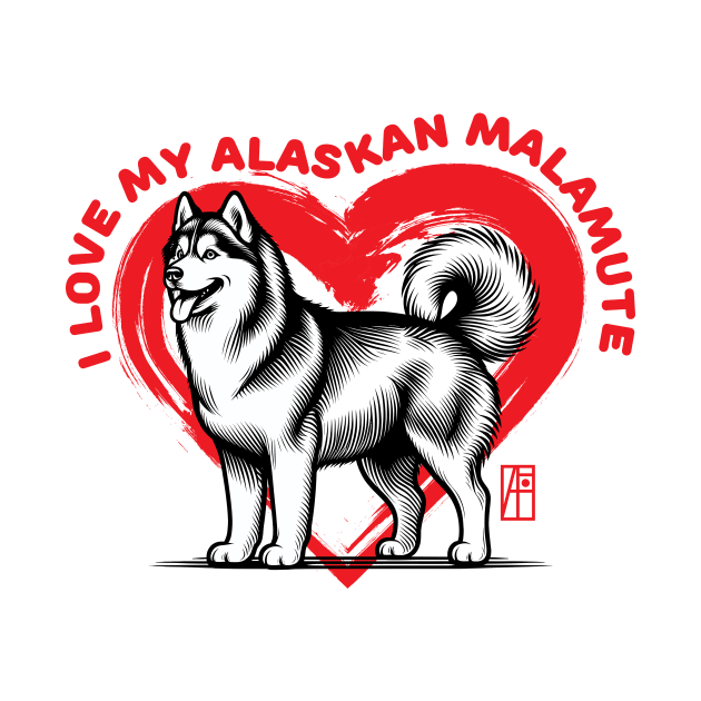 I Love My Alaskan Malamute - I Love my dog - Devoted dog by ArtProjectShop