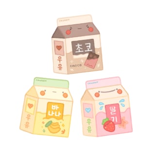 Kawaii Milk Cartons (Choco, Banana, Strawberry) T-Shirt