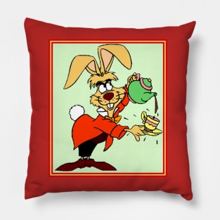 March Hare : Abstract Rabbit Pouring Tea Print Pillow