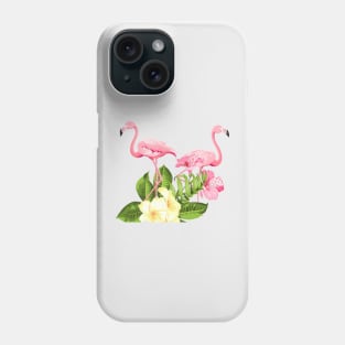 Tropical flower and flamingos Phone Case