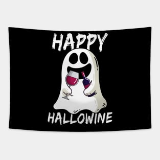 Happy Hallowine Boo Ghost Halloween Wine Lovers Funny Tapestry