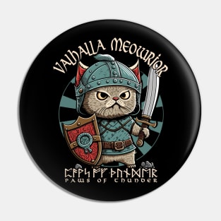 Nordic Norse Valhalla Viking Cat Warrior Pin