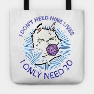 Roll 20 RPG Cat - Don't Need Nine Lives Light Color Tote