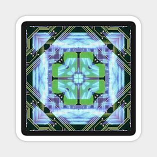 Circuitboard fire Kaleidoscope Pattern (Seamless) 21 Magnet