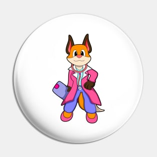 Fox as Doctor with Stethoscope Pin