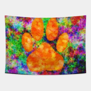 Watercolor Dog Paw Print Tapestry